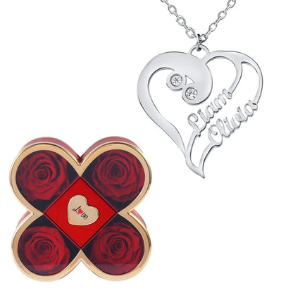 Coffret Chance Éternelle & Collier Coeur Double Personnalisé
