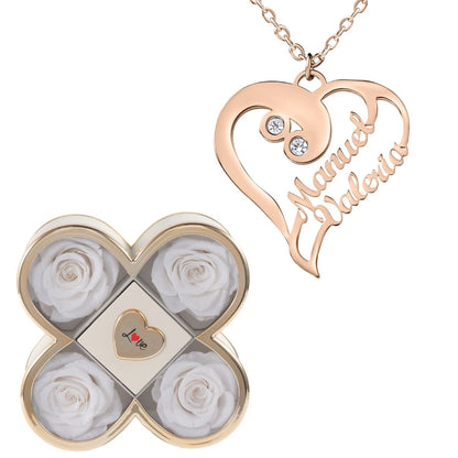 Coffret Chance Éternelle & Collier Coeur Double Personnalisé