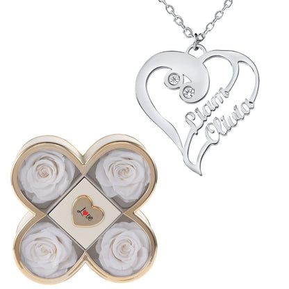 Coffret Chance Éternelle & Collier Coeur Double Personnalisé