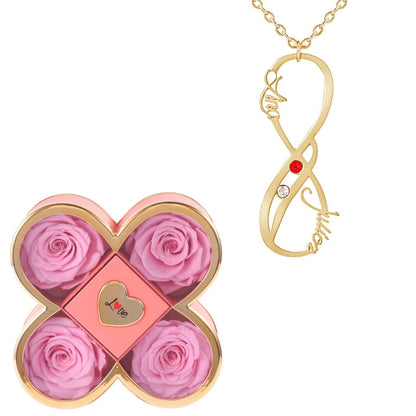 Coffret Chance Éternelle & Collier Vertical Infini Deux Prénoms et Pierres