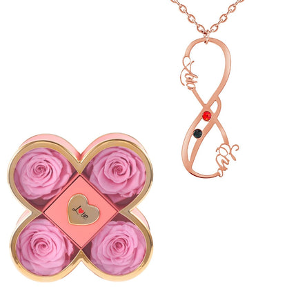 Coffret Chance Éternelle & Collier Vertical Infini Deux Prénoms et Pierres