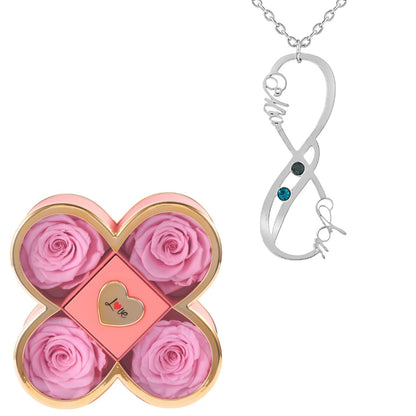 Coffret Chance Éternelle & Collier Vertical Infini Deux Prénoms et Pierres