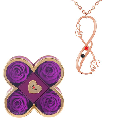 Coffret Chance Éternelle & Collier Vertical Infini Deux Prénoms et Pierres