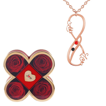 Coffret Chance Éternelle & Collier Vertical Infini Deux Prénoms et Pierres