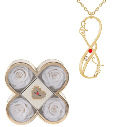 Coffret Chance Éternelle & Collier Vertical Infini Deux Prénoms et Pierres
