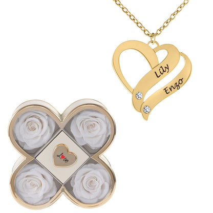Coffret Chance Éternelle & Collier Cœur Entrelacé Personnalisé avec Pierres en Cristal