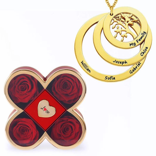 Eternal Luck Box & Tree of Life Personalized Necklace