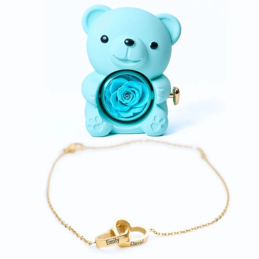 Oso Rosa Eterno & Pulsera Personalizada