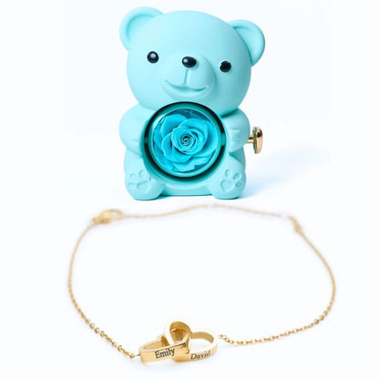 Oso Rosa Eterno & Pulsera Personalizada