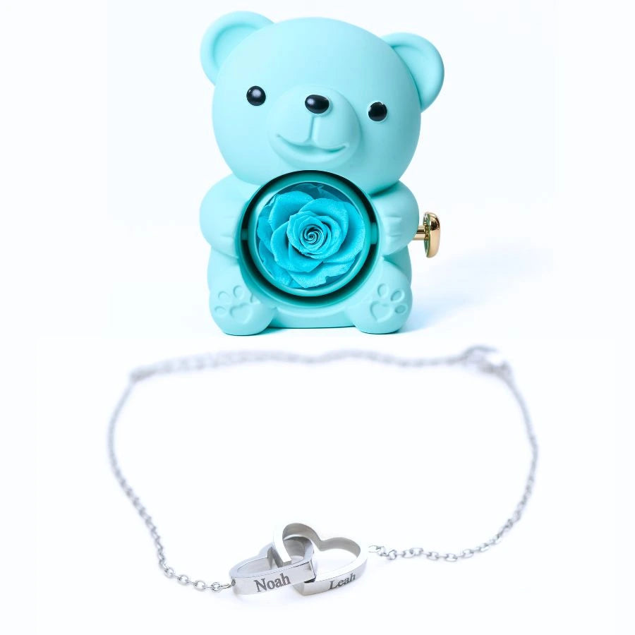 Oso Rosa Eterno & Pulsera Personalizada