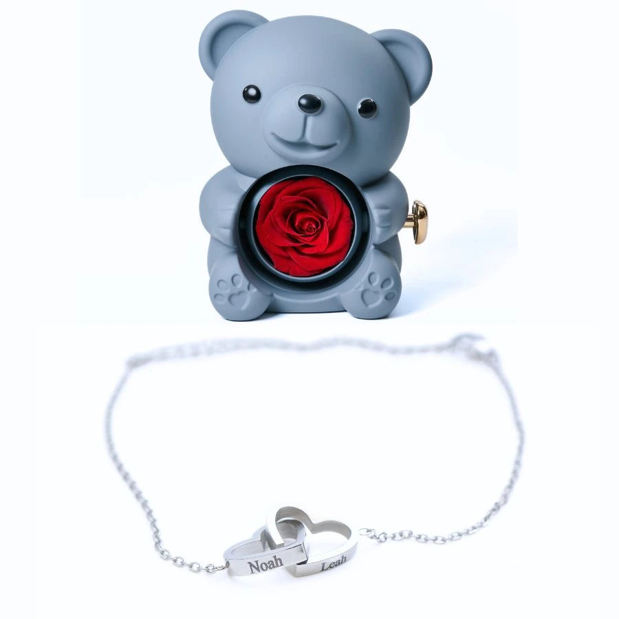 Oso Rosa Eterno & Pulsera Personalizada