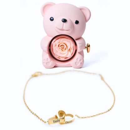Oso Rosa Eterno & Pulsera Personalizada