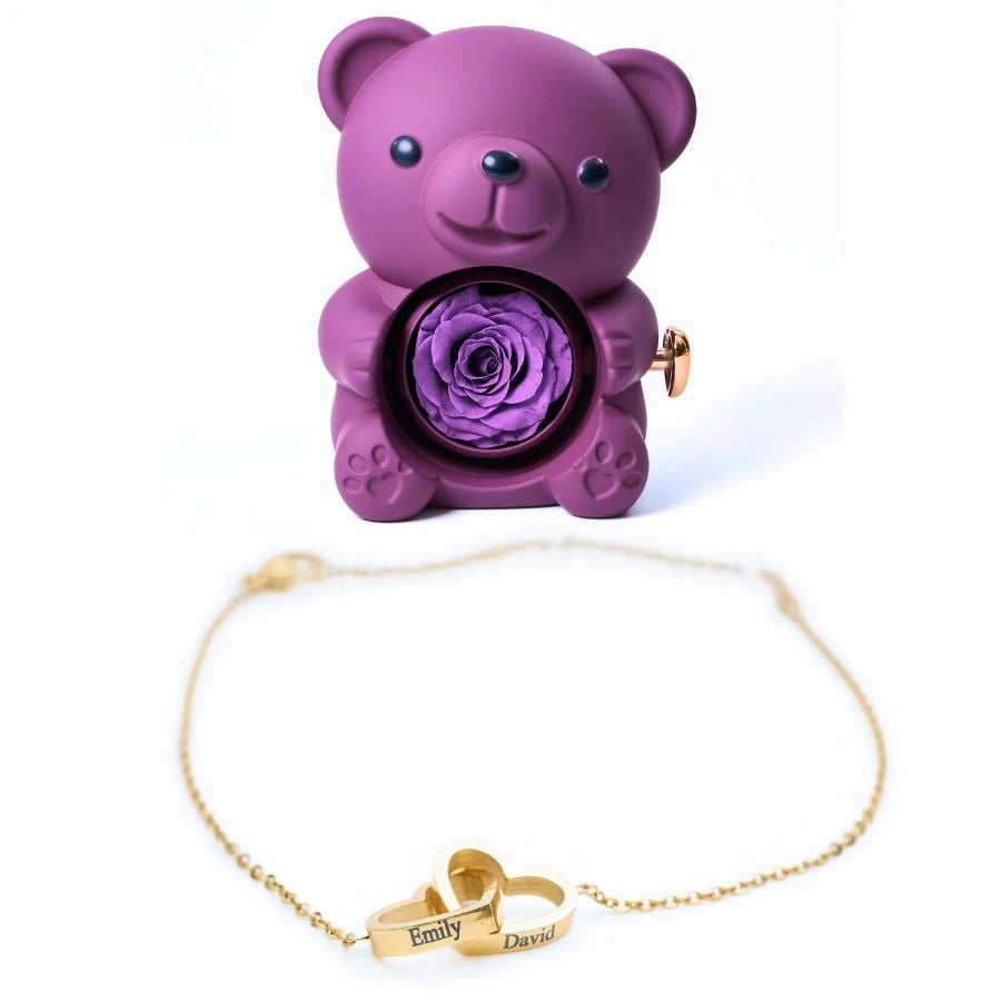 Oso Rosa Eterno & Pulsera Personalizada
