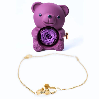 Oso Rosa Eterno & Pulsera Personalizada