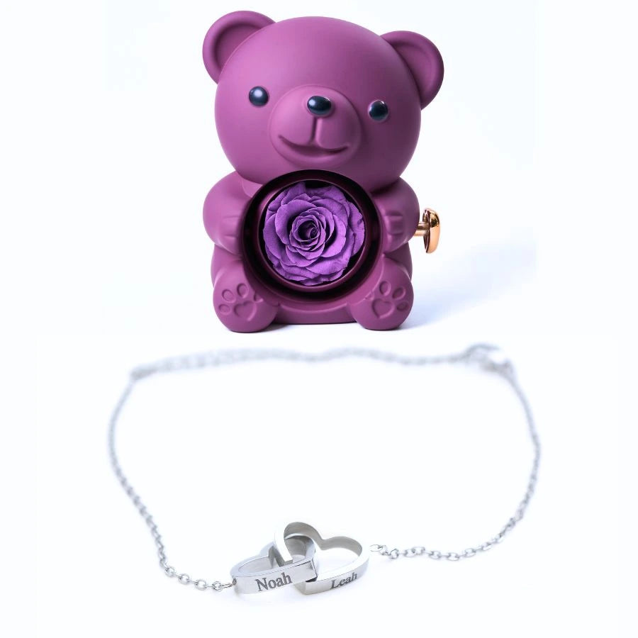Oso Rosa Eterno & Pulsera Personalizada