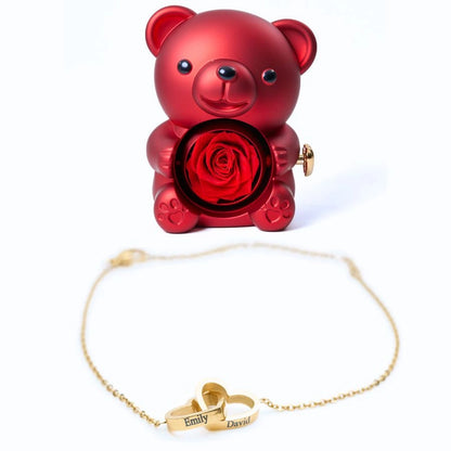 Oso Rosa Eterno & Pulsera Personalizada