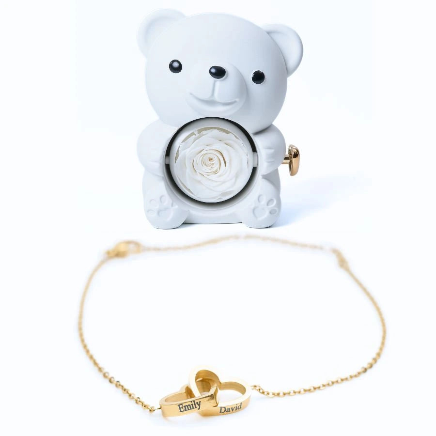 Oso Rosa Eterno & Pulsera Personalizada