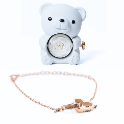 Oso Rosa Eterno & Pulsera Personalizada
