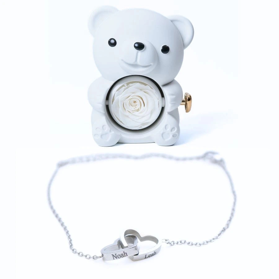 Oso Rosa Eterno & Pulsera Personalizada