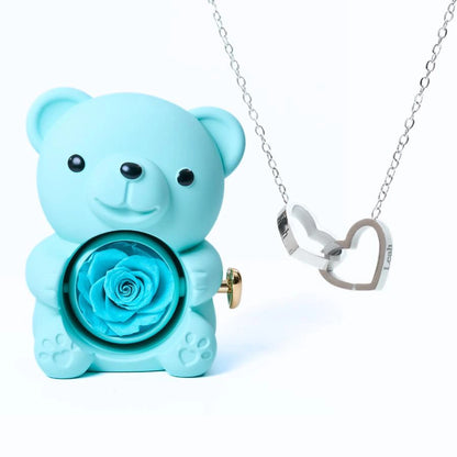 Eternal Rose Bear & Personalized Necklace