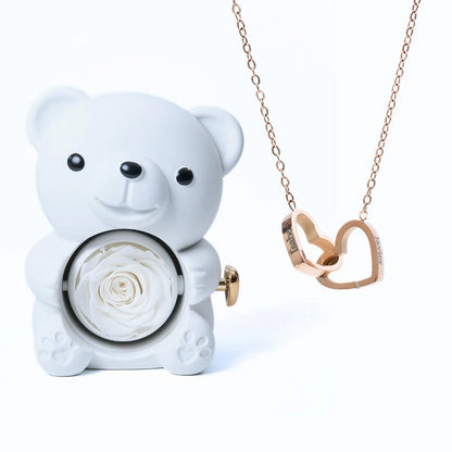 Eternal Rose Bear & Personalized Necklace