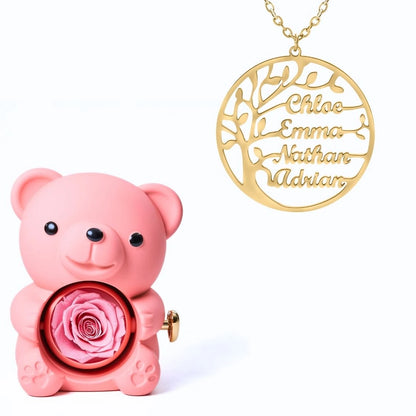 Ours Éternel & Collier Prénom Arbre Généalogique - Arbre de vie