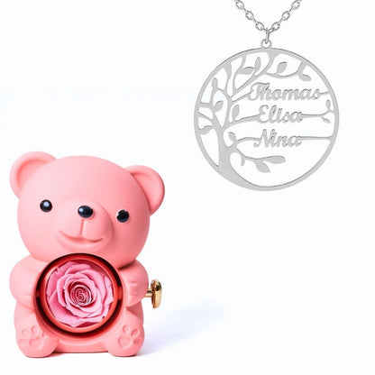 Ours Éternel & Collier Prénom Arbre Généalogique - Arbre de vie