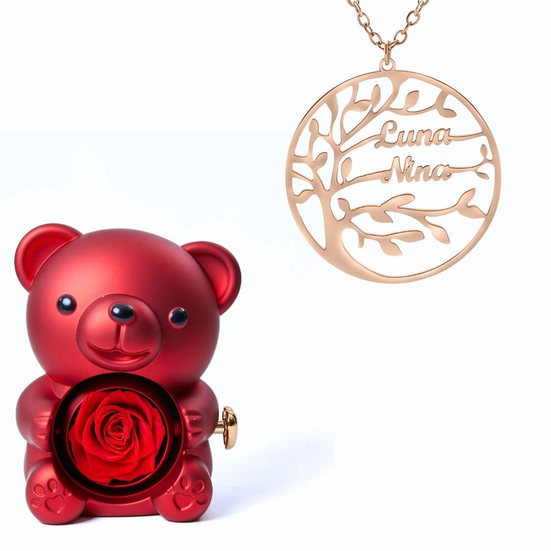 Ours Éternel & Collier Prénom Arbre Généalogique - Arbre de vie