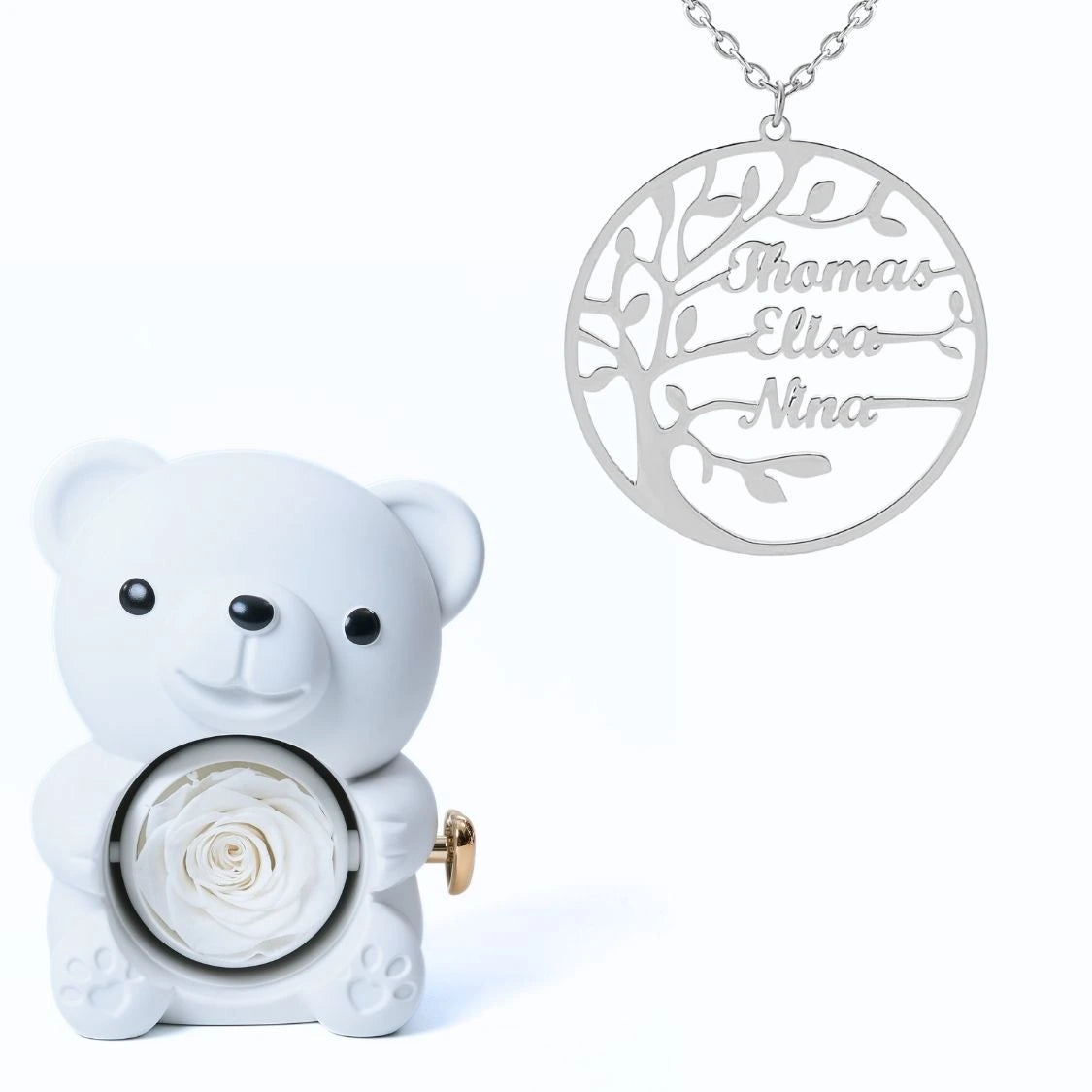 Ours Éternel & Collier Prénom Arbre Généalogique - Arbre de vie