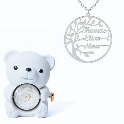 Ours Éternel & Collier Prénom Arbre Généalogique - Arbre de vie