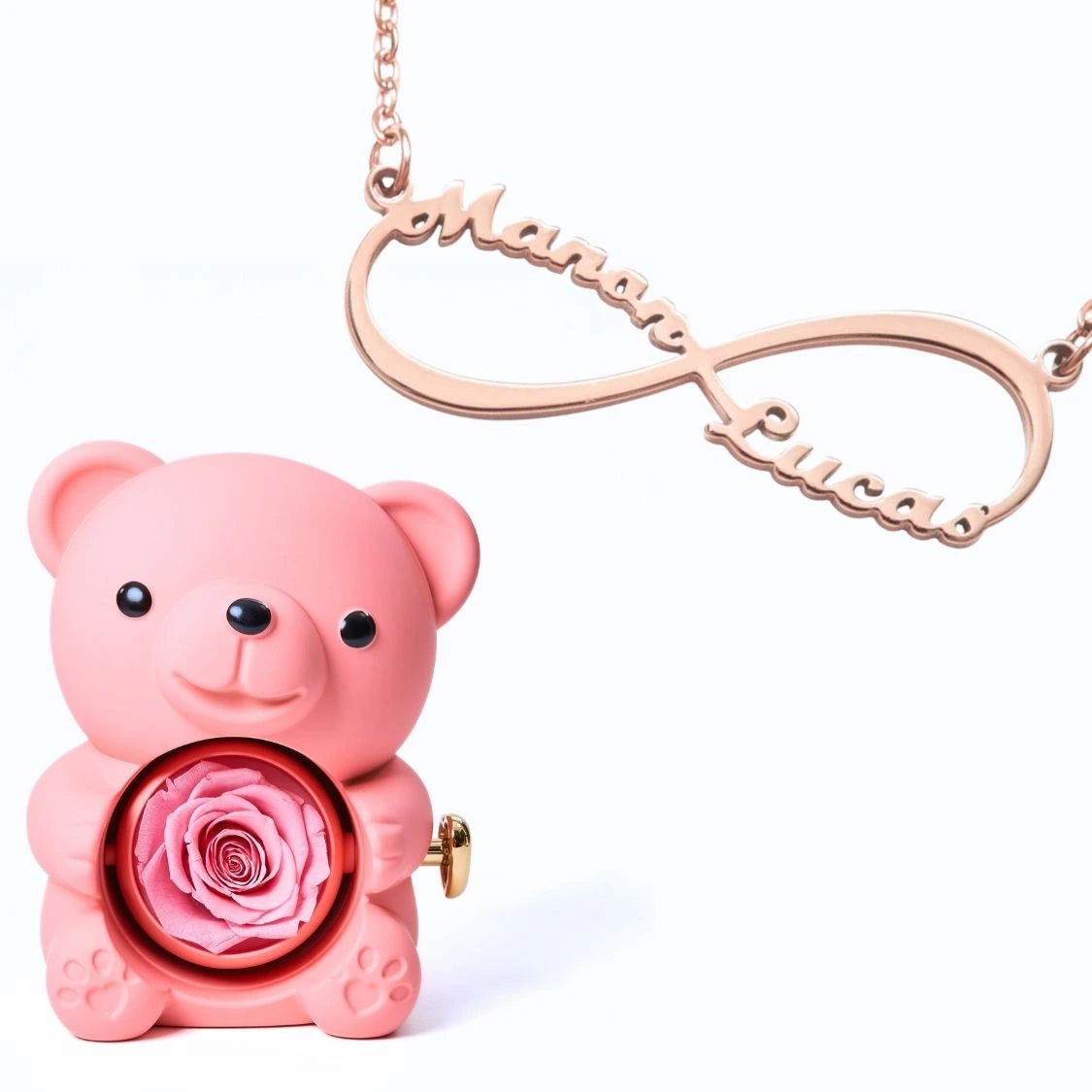 Ours Éternel & Collier Infini Personnalisé Deux Prénoms