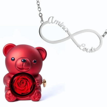 Ours Éternel & Collier Infini Personnalisé Deux Prénoms