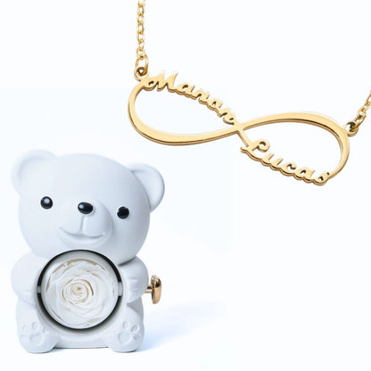 Ours Éternel & Collier Infini Personnalisé Deux Prénoms