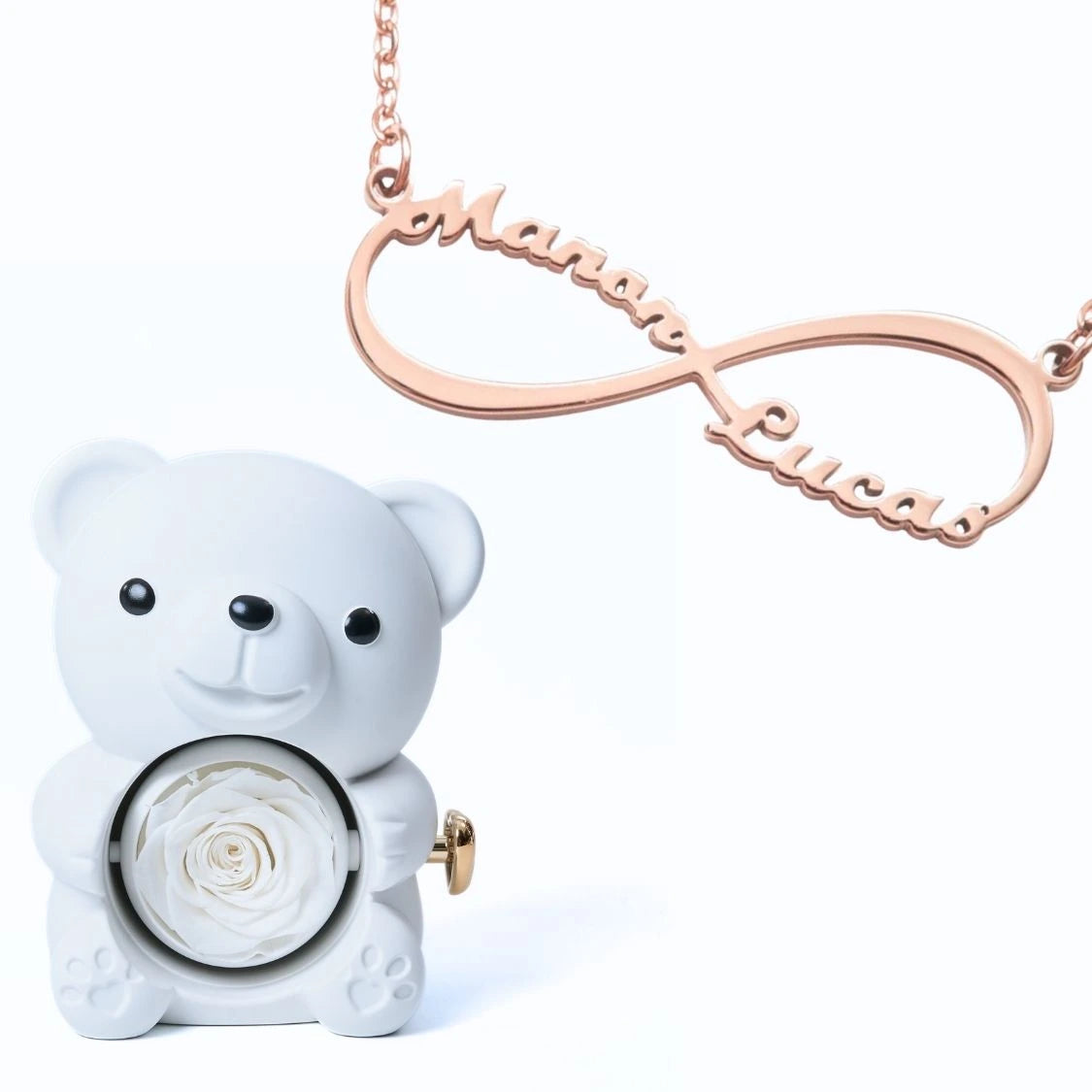 Ours Éternel & Collier Infini Personnalisé Deux Prénoms