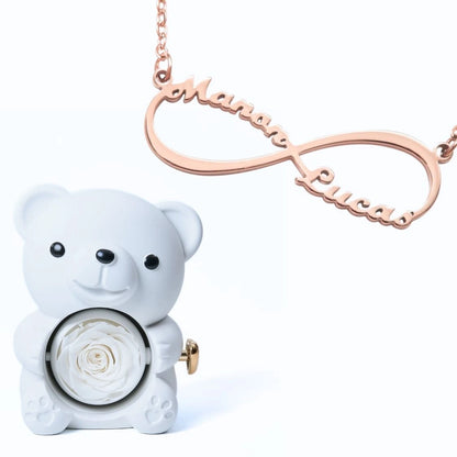 Ours Éternel & Collier Infini Personnalisé Deux Prénoms