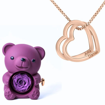 Ours Éternel & Collier Coeurs Entrelacés