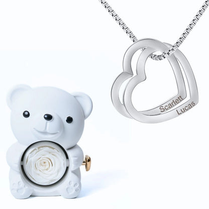 Ours Éternel & Collier Coeurs Entrelacés