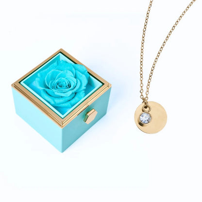 Caja Rosa Eterna & Collar Disco Personalizado