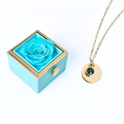 Caja Rosa Eterna & Collar Disco Personalizado