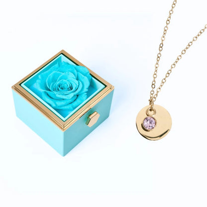 Caja Rosa Eterna & Collar Disco Personalizado