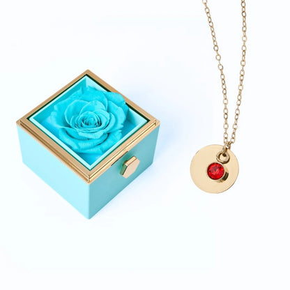 Caja Rosa Eterna & Collar Disco Personalizado
