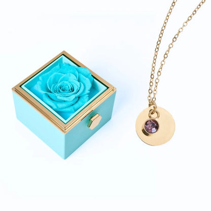 Caja Rosa Eterna & Collar Disco Personalizado