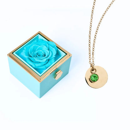 Caja Rosa Eterna & Collar Disco Personalizado