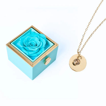 Caja Rosa Eterna & Collar Disco Personalizado