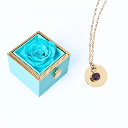 Caja Rosa Eterna & Collar Disco Personalizado