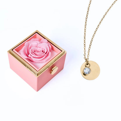 Caja Rosa Eterna & Collar Disco Personalizado