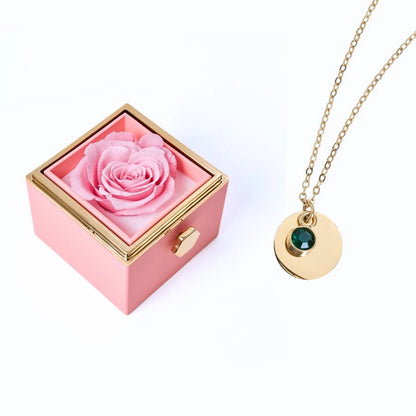 Caja Rosa Eterna & Collar Disco Personalizado