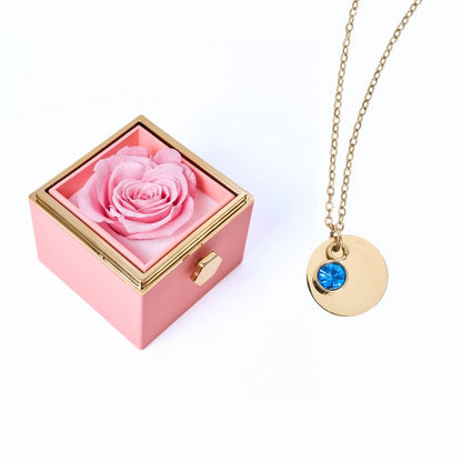 Caja Rosa Eterna & Collar Disco Personalizado