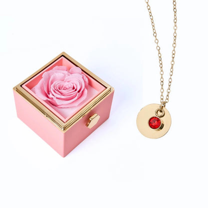 Caja Rosa Eterna & Collar Disco Personalizado