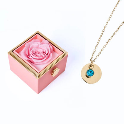 Caja Rosa Eterna & Collar Disco Personalizado